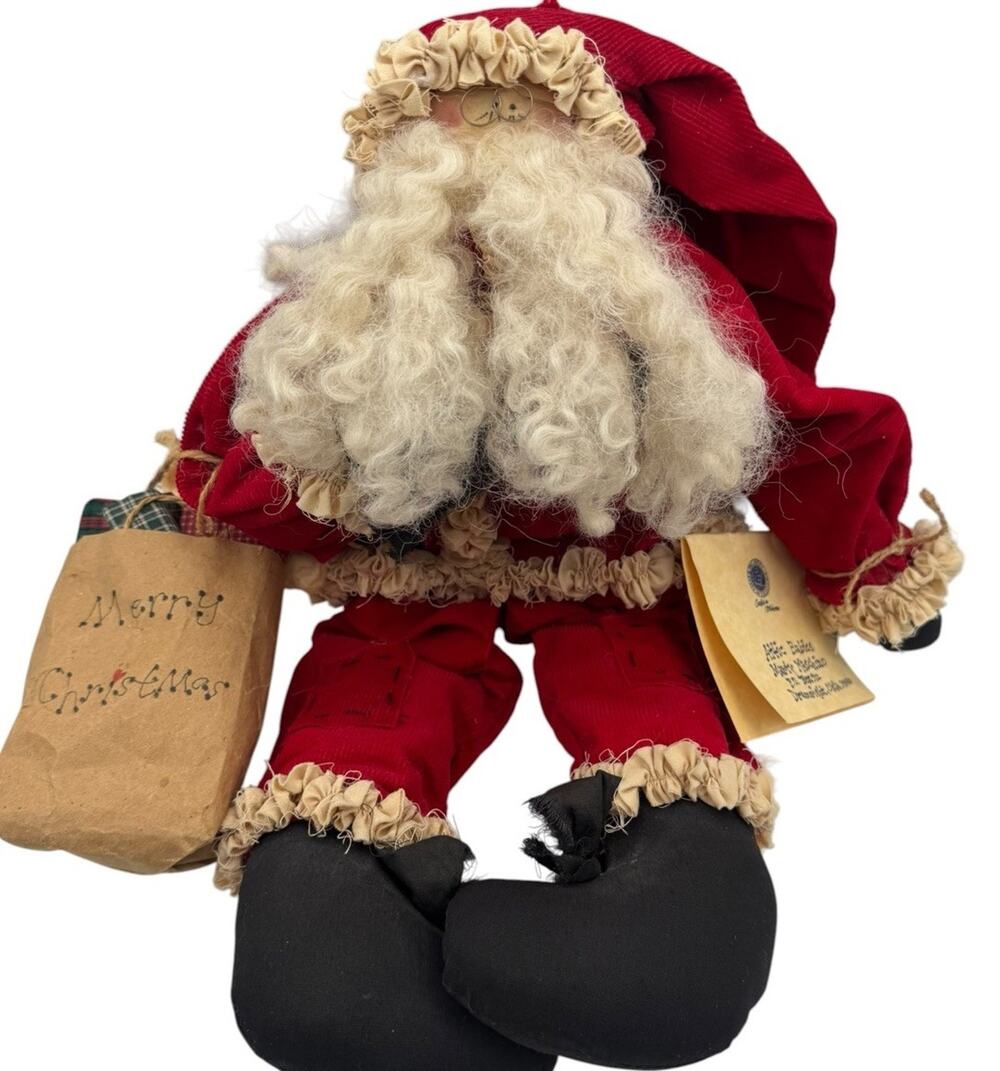 Vtg Attic Babies Marty Maschino Santa Rag Doll Merry Old St Nick 15" Folk 1993